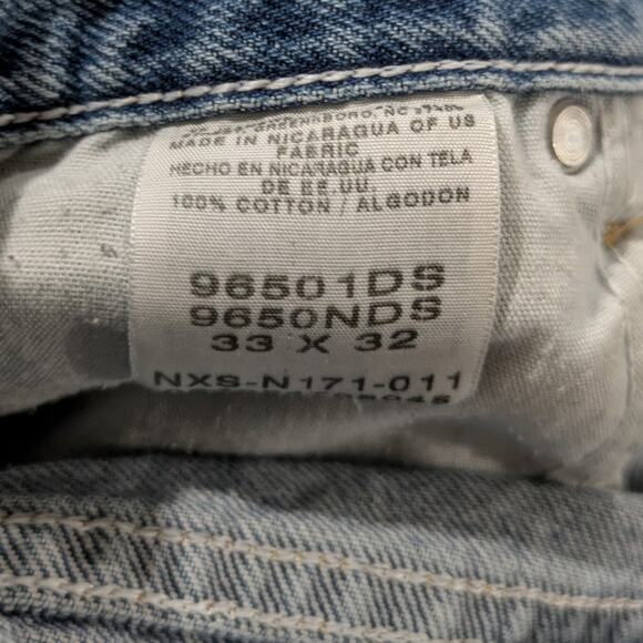 Distressed Wrangler Jeans Mens 33x32 Blue Pants Faded Patched Repaired Grunge - Picture 5 of 8